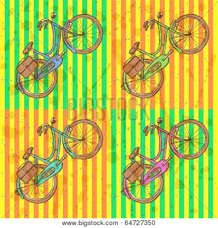 Sketch Bicycle, Vector Vintage Background