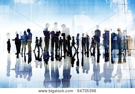 Silhouettes of Business People Working in an Office