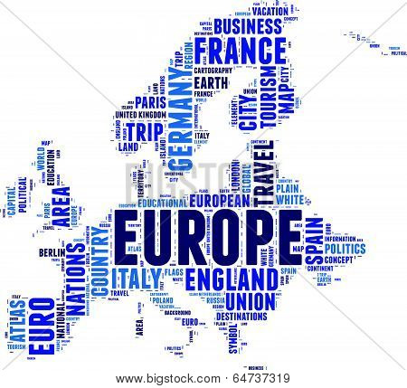 Europe vector map tag cloud concept illustration