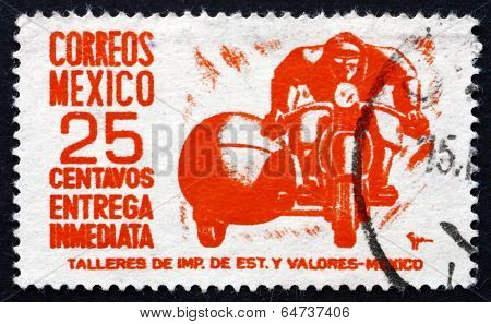 Postage Stamp Mexico 1950 Motorcycle, Special Delivery Messenger