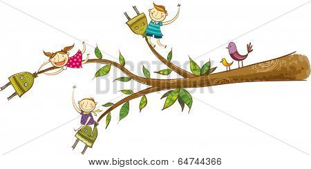 The view of bough with children  