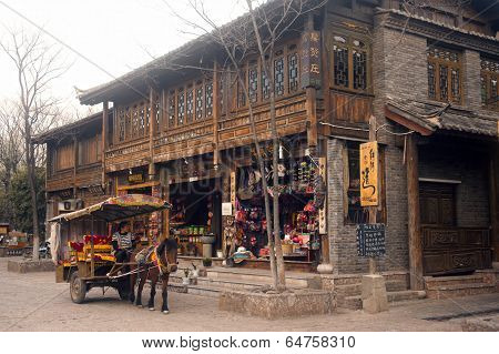 Carriage Service For Torists In Shuhe Ancient Town.