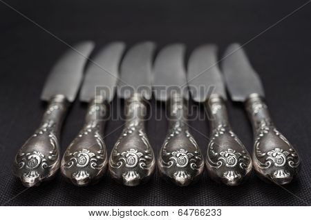 Vintage knives made of nickel silver.