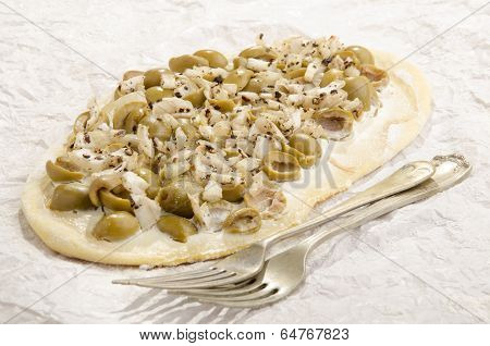 Mediterranean Tarte Flambee With Olive