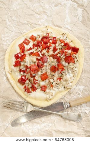 Tarte Flambee With Onion And Bell Pepper