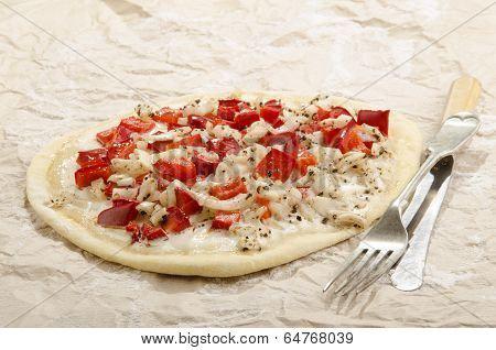 Tarte Flambee With Onion And Bell Pepper