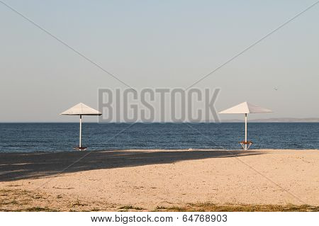 Sunny beach with sea view