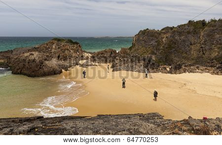 People At Mullimbura Point Beach Near Bingi. Nsw. Australia.