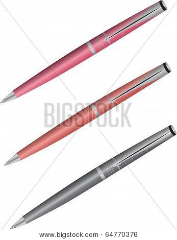 Set of colored pens.