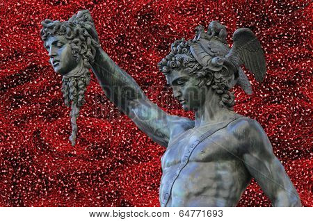 Perseus holding the head of Medusa