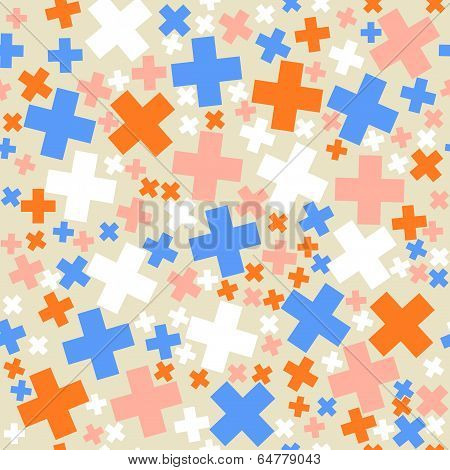 Seamless Retro Geometric Pattern With Pluses