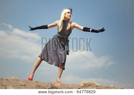 Beautiful Blonde Girl  Flies
