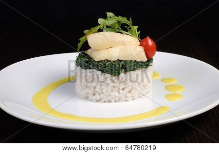 Flounder Fillets With Risotto And Spinach