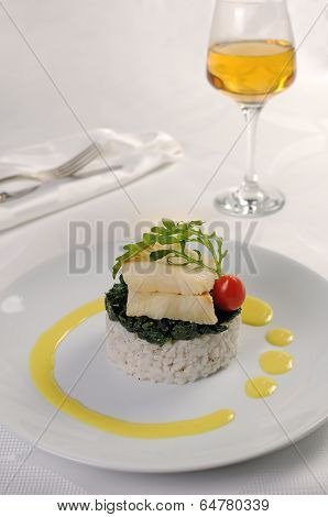 Flounder Fillets With Risotto And Spinach