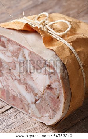 Headcheese Tied With Twine Vertical