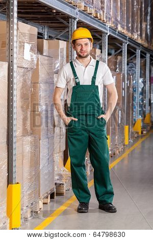 Warehouseman Standing In Storage