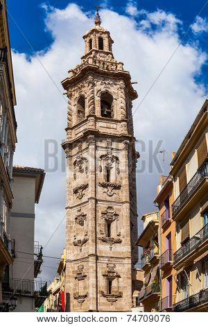 Metropolitan Basilica Cathedral with bell tower in Valencia Spain