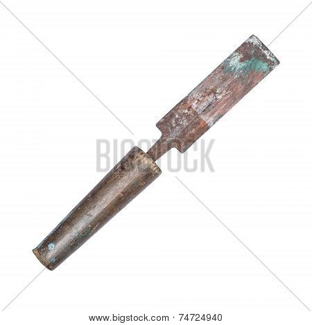 old rusty chisel isolated