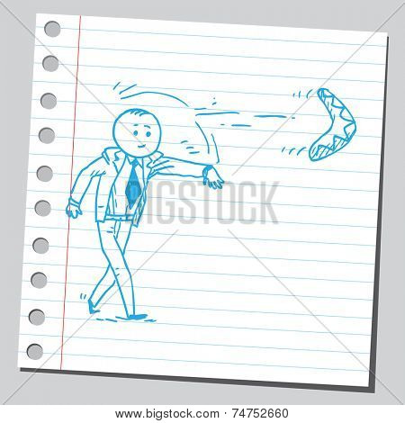 Businessman throwing boomerang