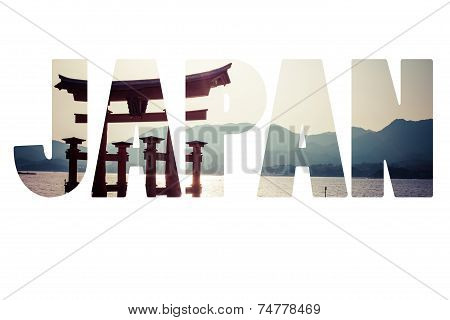 Miyajima, Famous Big Shinto Torii Standing In The Ocean In Hiroshima, Japan