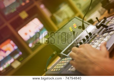 Video mixing panel in a television studio