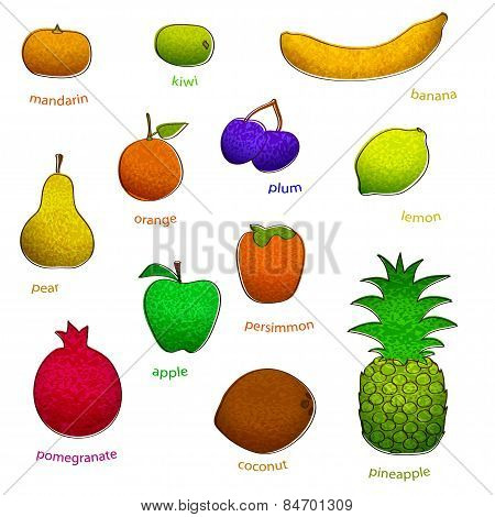 fruit set with texture