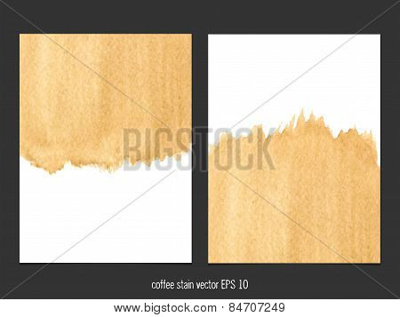 Vector background with coffee stain watercolor.