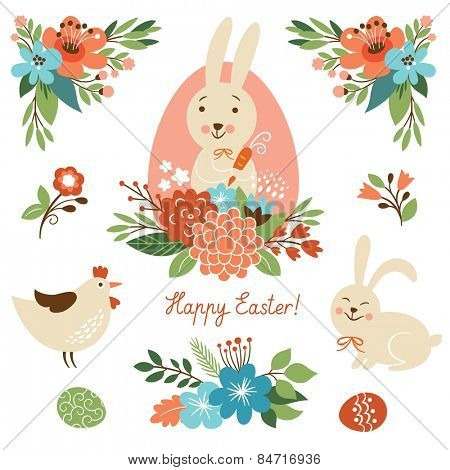 Happy easter graphic elements 