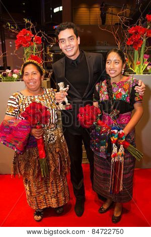 BERLIN,GERMANY-FEBRUARY 14: M. Telon, J. Bustamante, M.M. Coroy, silver bear Alfred-Bauer-Preis. Closing Ceremony. 65th Berlin Film Festival at Berlinale Palace on February 14, 2015 in Berlin, Germany