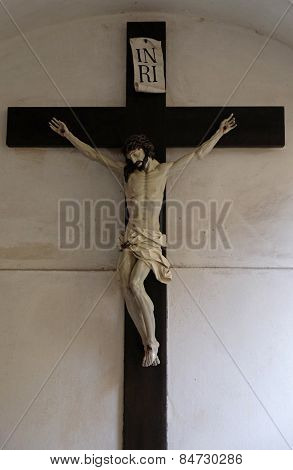 GRAZ, AUSTRIA - JANUARY 10, 2015: Crucifixion, Mariahilf church in Graz, Styria, Austria on January 10, 2015.
