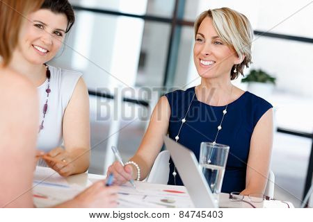 Businesswoman doing a presentaion in front of her collegues
