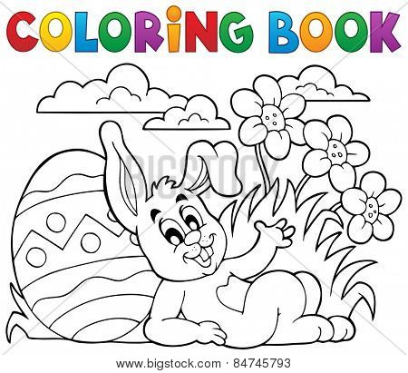 Coloring book Easter rabbit theme 2 - eps10 vector illustration.