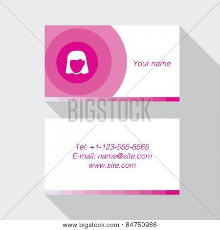 Modern business card template in pink color Flat Design Illustration