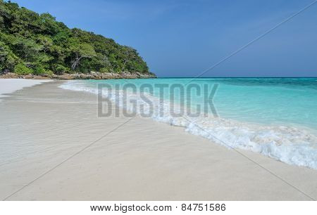 Idyllic White Sand Beach Of Andaman Sea In Thailand