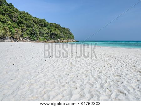 Idyllic White Sand Beach Of Andaman Sea In Thailand