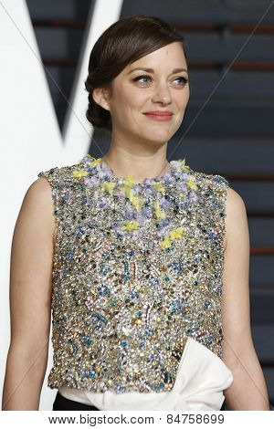 LOS ANGELES - FEB 22:  Marion Cotillard at the Vanity Fair Oscar Party 2015 at the Wallis Annenberg Center for the Performing Arts on February 22, 2015 in Beverly Hills, CA