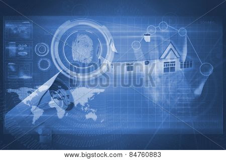 CCTV camera against spiral of shiny binary code