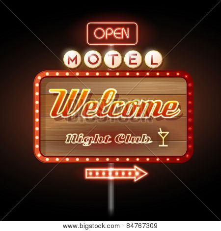 Neon Sign Motel Welcome
