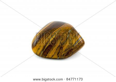 Tiger's Eye Detailed Adorable Gemstone Close Up White Background