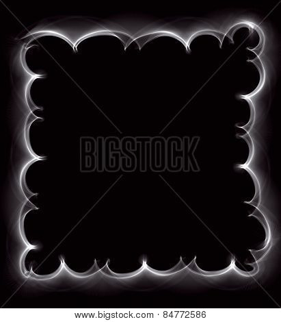 Beautiful white abstract frame of a smoke on a black background