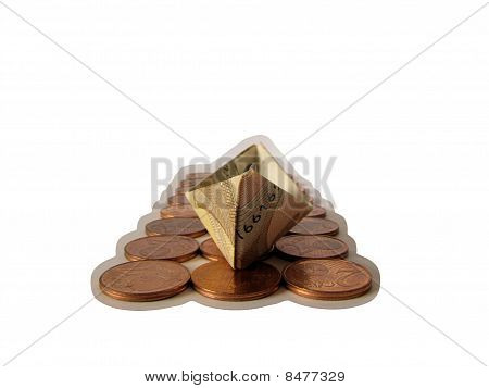 お金をボートのユーロ セントに浮かんで