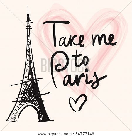 Vector Illustration With Eiffel Tower