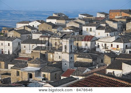 Panoramaudsigt over Bovino. Apulien. Italien.