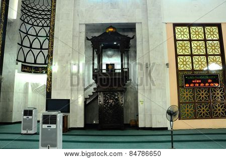 Interior of Al Azim Mosque in Malacca, Malaysia