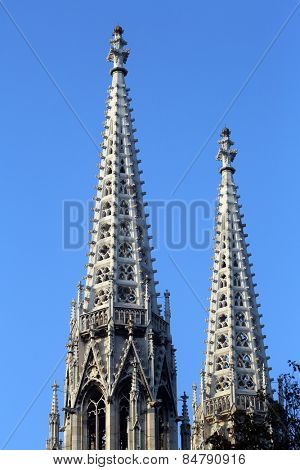 VIENNA, AUSTRIA - OCTOBER 10: Votiv Kirche (The Votive Church). It is a neo-Gothic church in Vienna, Austria on October 10, 2014
