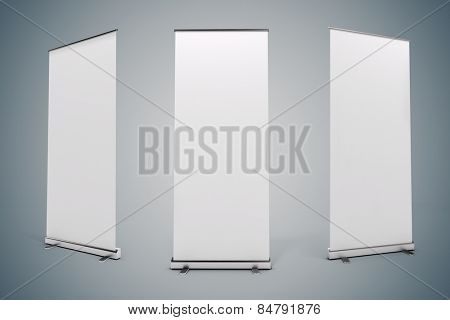 3d blank white rull-up baneer