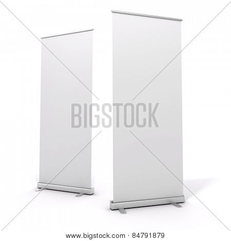 3d blank white rull-up baneer