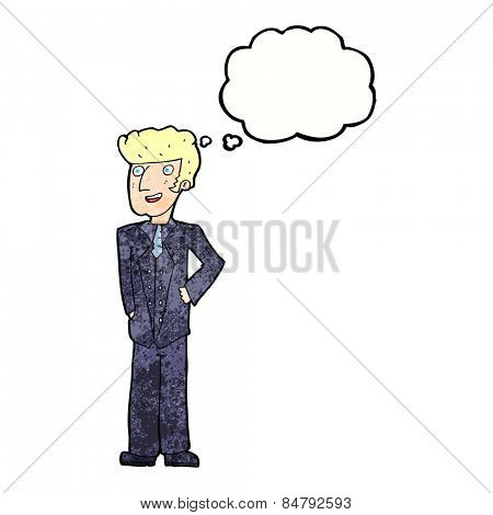 cartoon upperclass man with thought bubble