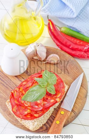 bread with salami
