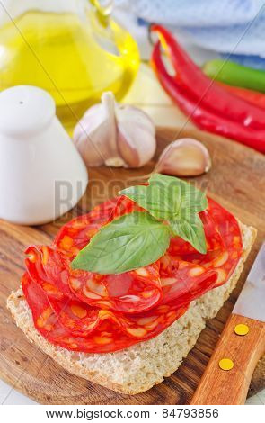 bread with salami